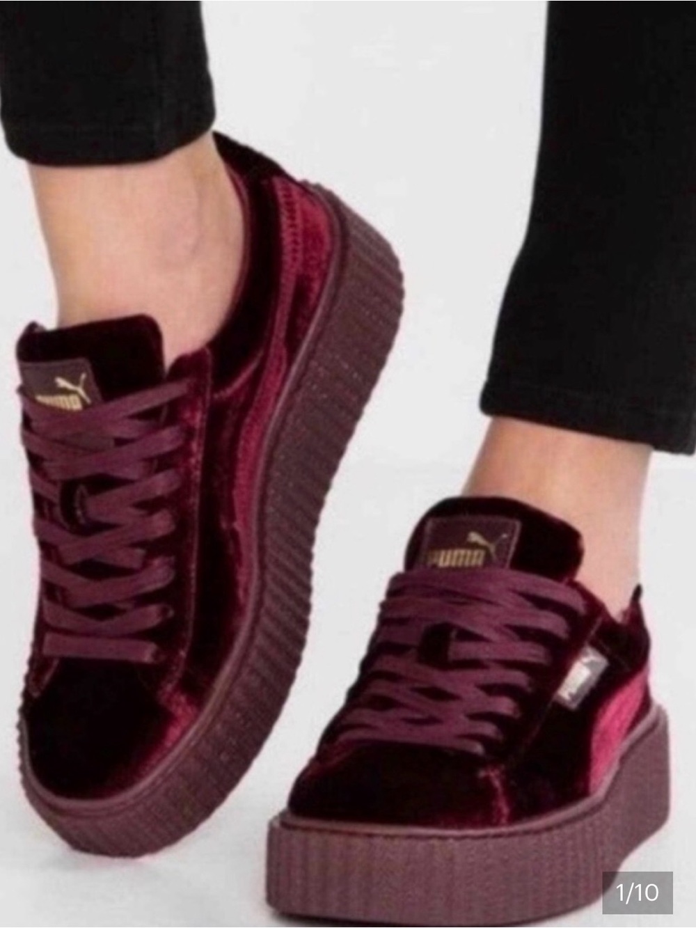 Puma Velvet Platform Sneakers in Wine